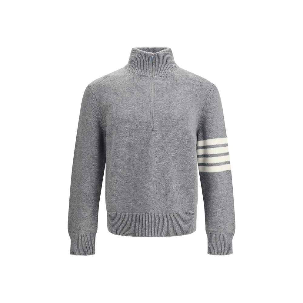 Thom Browne Elegant Sweater with half-zip detail on the neck